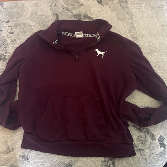 Victoria's Secret Tops - Victoria's Secret Pink Maroon Quarter-Zip